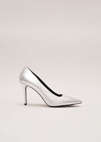 Phase Eight Silver Leather Pointed Courts Heels Silver USA | 6530289-CG